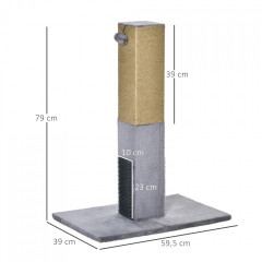Škrabadlo pro kočky s jutovým provazem 79 cm | šedé č.3