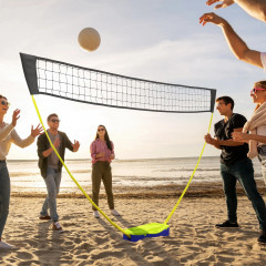 Síť na badminton nebo volejbal se stojanem | černá+zelená+modrá č.1