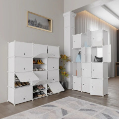 Botník s kostkami a dvířky 126 x 127 x 31 cm | bílý
