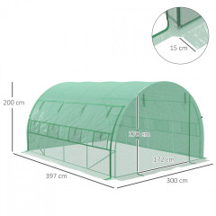 Polytunelový skleník 3,97x3x2 m | zelený č.2