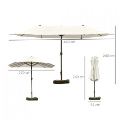 Zahradní dvojitý slunečník se stojanem 460 x 270 x 240 cm | krémový č.2