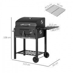 BBQ zahradní gril z nerezové oceli 113x65x108 cm | černý č.2