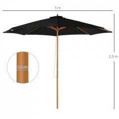 Dřevěný slunečník Ø 300 cm | černý č.2