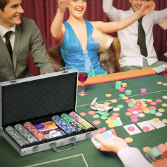 Přenosný pokerový set s 300 žetony | 38,5 x 23 x 6,5 cm č.1