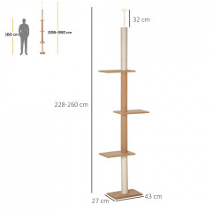 Škrabadlo pro kočky 43x27x228-260 cm | khaki č.2