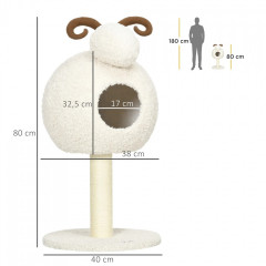 Kočičí strom s jeskyní 80 cm | krémově bílý č.3