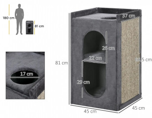 Škrabadlo pro kočky 81 cm | tmavě šedé č.2