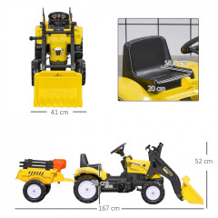 Šlapací traktor s nakladačem a přívěsem od 3 let| žlutý č.2