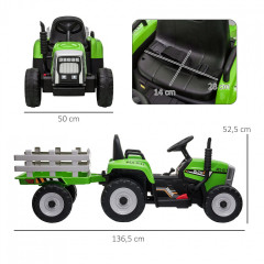 Dětský elektrický traktor na dálkové ovládání | zelený č.3