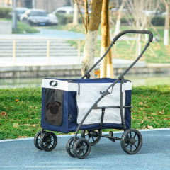Kočárek pro psy do 10kg | černý+modrý+bílý č.1