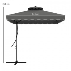 Balkonový slunečník s UV ochranou 243x243 cm | tmavě šedá č.3