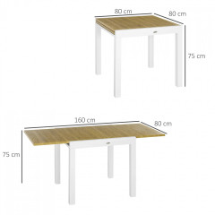 Rozkládací jídelní stůl na zahradu 80/160 x 80 x 75 cm | bílý č.2