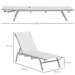 Zahradní lehátko s polštářem 170x58x97 cm | krémově bílé č.2