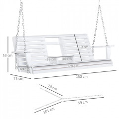 Závěsná zahradní houpačka 150x75x53cm | bílá č.2