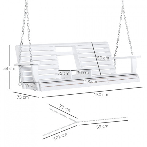 Závěsná zahradní houpačka 150x75x53cm | bílá č.2