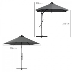 Slunečník s UV ochranou Ø290 cm | tmavě šedý č.2