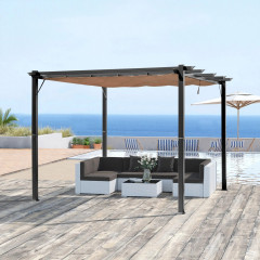 Pergola s nastavitelnou látkovou střechou 3 x 4 m | šedá + hnědá č.1