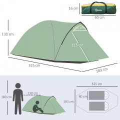 Kempingový stan pro 2-3 osoby 325x183x130 cm | zelený + žlutý č.2