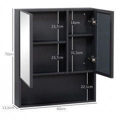 Zrcadlová koupelnová skříňka 40x12x60 cm | černá č.2