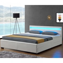 Čalúnená posteľ Lyon s úložným priestorom a LED osvetlením 140 x 200 cm | biela č.1