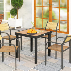 Zahradní stůl pro 4 osoby 80 x 80 x 74 cm | černý + přírodní č.1