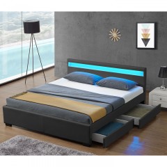 Čalúnená posteľ Lyon s úložným priestorom a LED osvetlením 140 x 200 cm | šedá č.1