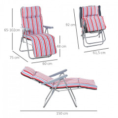 Zahradní lehátka 2 ks 60 x 75 x 65-102 cm | červené č.2