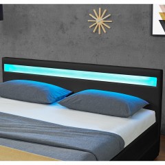 Čalúnená posteľ Lyon s úložným priestorom a LED osvetlením 140 x 200 cm | čierna č.2
