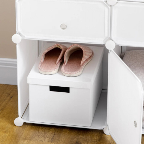 Policový botník s úložnými boxy 75x37x73 cm | bílý č.4