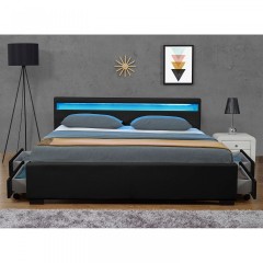Čalúnená posteľ Lyon s úložným priestorom a LED osvetlením 180 x 200 cm | čierna č.3