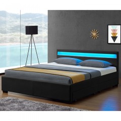 Čalúnená posteľ Lyon s úložným priestorom a LED osvetlením 180 x 200 cm | čierna č.2