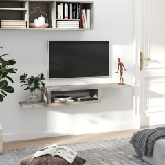 Závěsná police na TV 152,4 x 29,8 x 21 cm | cementově šedá