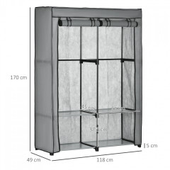 Látková šatní skříň 118 x 49 x 170 cm | světle šedá č.3