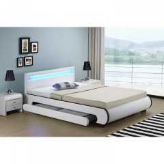 Čalúnená posteľ Bilbao s úložným priestorom a LED osvetlením 140 x 200 cm | biela č.1