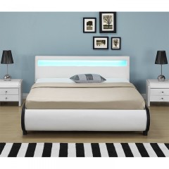 Čalúnená posteľ Bilbao s úložným priestorom a LED osvetlením 140 x 200 cm | biela č.2