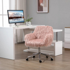 Otočná židle s umělou kožešinou 57 x 60 x 75-85 cm | růžová a stříbrná č.1