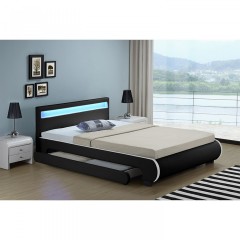 Čalúnená posteľ Bilbao s úložným priestorom a LED osvetlením 140 x 200 cm | čierna č.1
