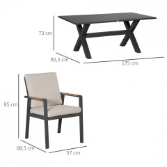 Zahradní nábytek pro 6 osob | černá + šedá č.3
