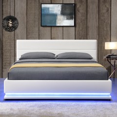 Čalúnená posteľ Toulouse s úložným priestorom a LED osvetlením 140 x 200 cm | biela č.3