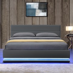 Čalúnená posteľ Toulouse s úložným priestorom a LED osvetlením 140 x 200 cm | šedá č.2