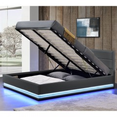 Čalúnená posteľ Toulouse s úložným priestorom a LED osvetlením 140 x 200 cm | šedá č.3