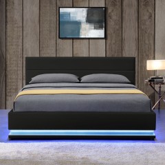 Čalúnená posteľ Toulouse s úložným priestorom a LED osvetlením 140 x 200 cm | čierna č.3