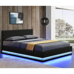 Čalúnená posteľ Toulouse s úložným priestorom a LED osvetlením 140 x 200 cm | čierna č.1