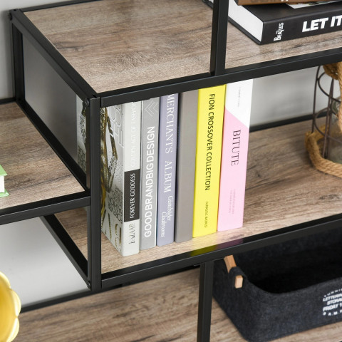 Regál v industriálním stylu 120x32x95 cm | černý + dub č.3