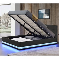 Čalúnená posteľ Toulouse s úložným priestorom a LED osvetlením 140 x 200 cm | čierna č.2