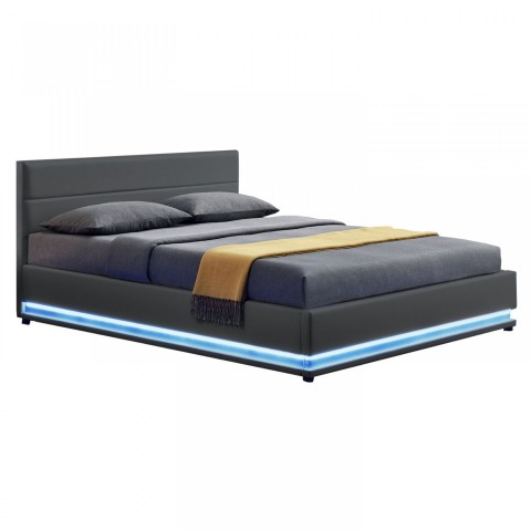 Čalúnená posteľ Toulouse s úložným priestorom a LED osvetlením 180 x 200 cm | šedá č.6