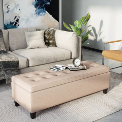 Čalouněná lavice s úložným prostorem 125 x 49 x 41,5 cm | béžová č.1