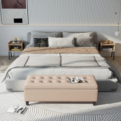 Čalouněná lavice s úložným prostorem 125 x 49 x 41,5 cm | béžová č.3