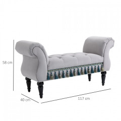 Čalouněná vintage lavice 117 x 40 x 58 cm | šedá č.2