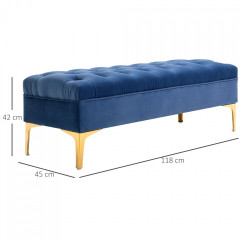 Lavice se zvýšenými nohami 118x45x42 cm | sametově modrá č.2